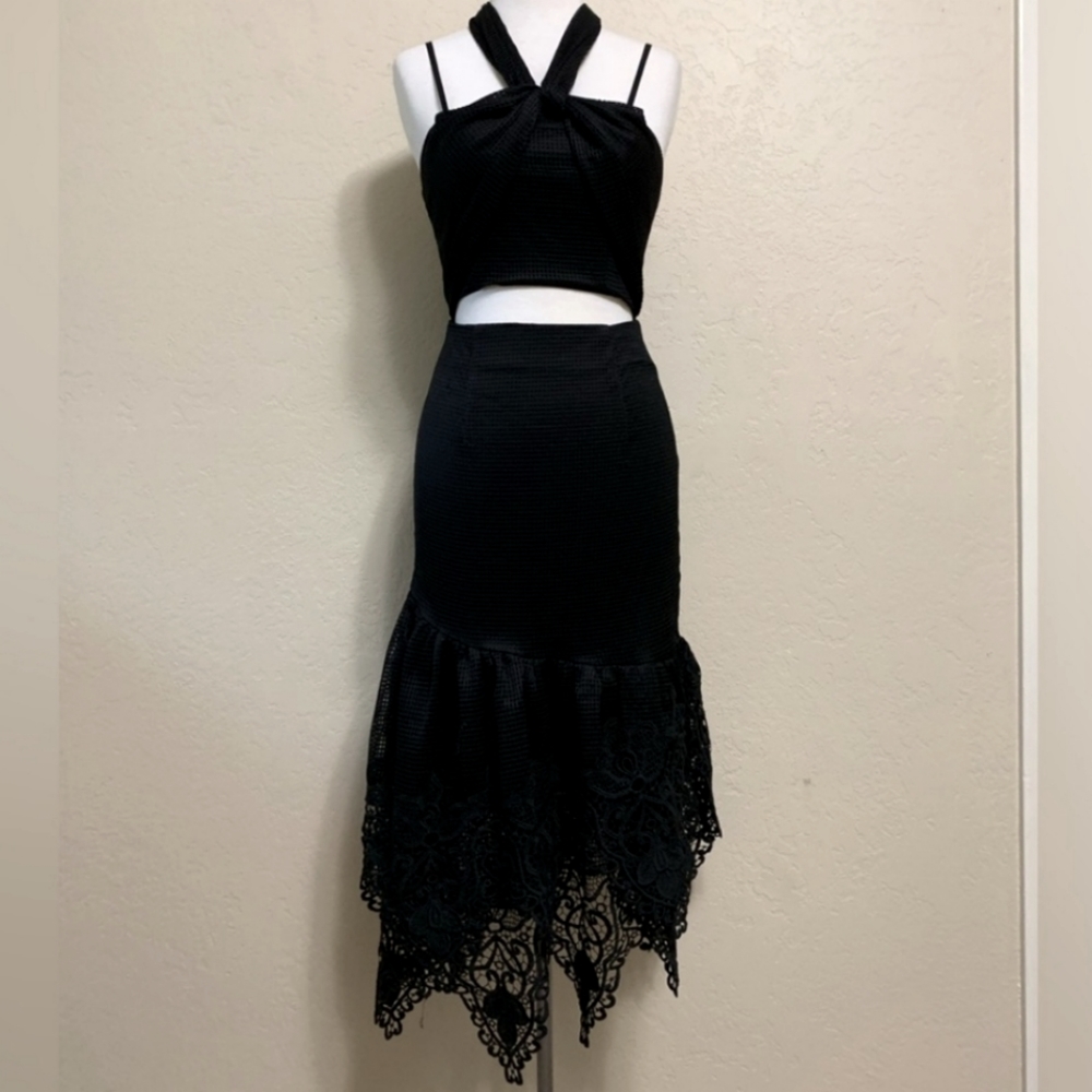 Delphine Black Halter Dress